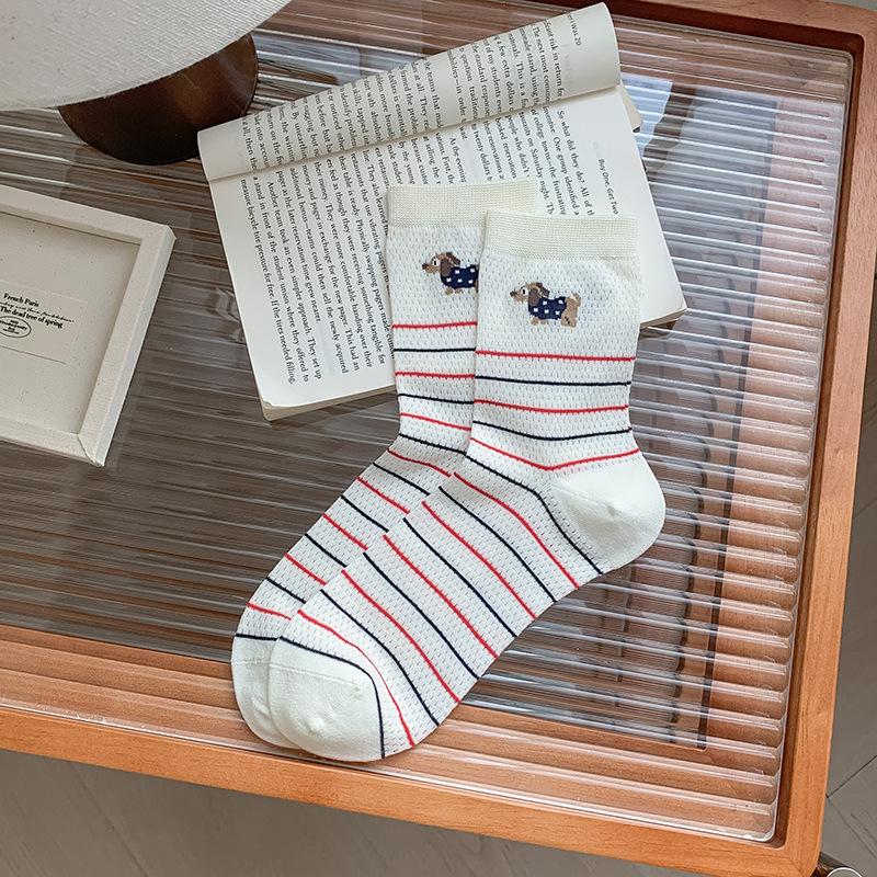 Women's Summer Thin New Style All Kinds of Wave Point Breathable Mesh Tube Stack Socks