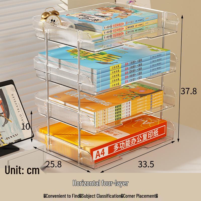 Transparent Multi-Layer Desk Organizer for Students and Office Documents