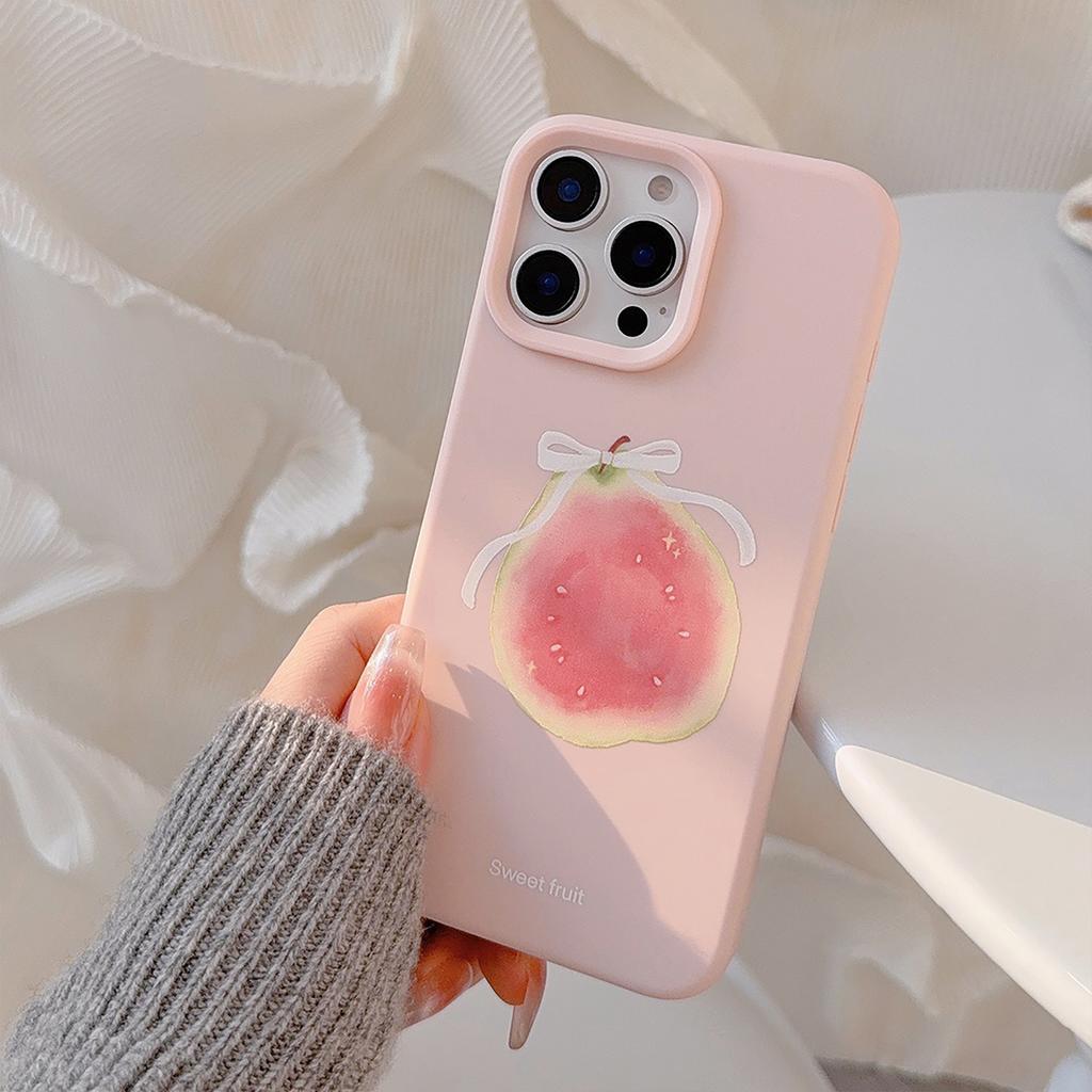 Fruta de Guayaba Rosa Adecuada para Funda de Teléfono Móvil Apple 16promax Iphone17 Dulce Nicho 14 Silicona 13 Carcasa Blanda