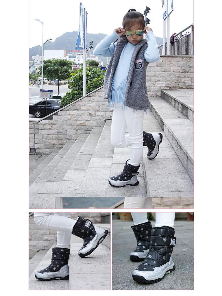 2025 Thickened Kids' Snow Boots: Warm Cotton, Winter Style, Plus Velvet for Boys & Girls