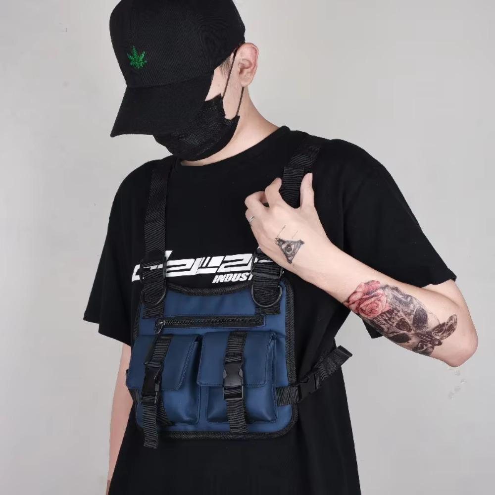 Unisex Chest Bag Multi-pockets Hip Hop Streetwear Lightweight Running Vest Backpacks  Phone Storage
