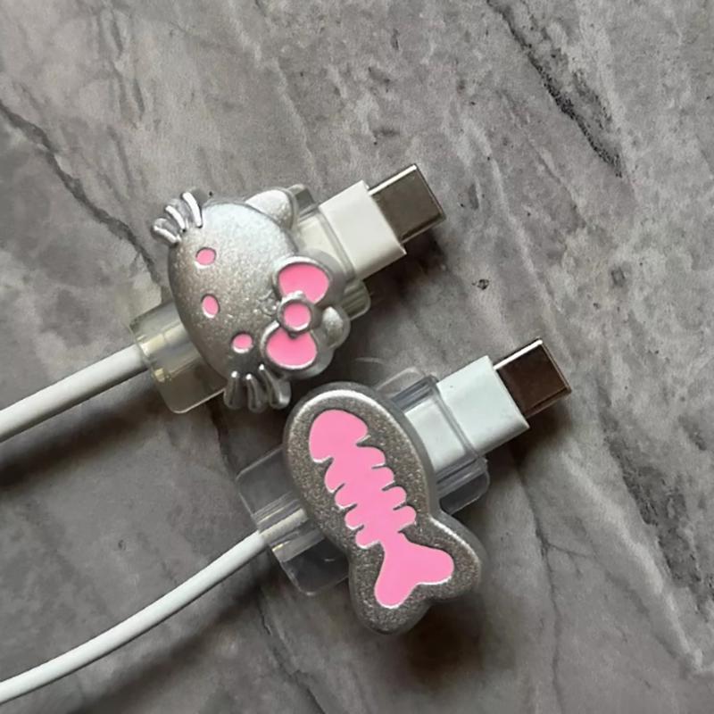 Cute Cartoon Cat Fish Cable Protector Data Line Protective Cover Charging Cable Usb Winder Wire Cord Organizer Cover