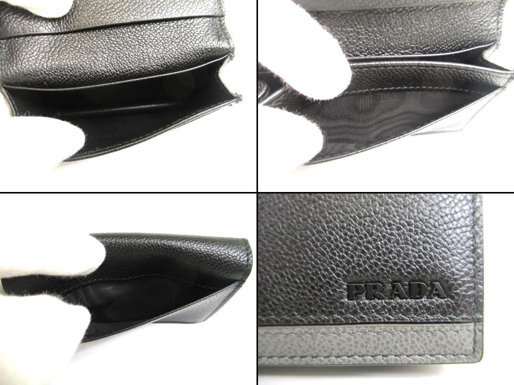 Authentic PRADA Black Grain Leather Card Case Card Holder #b085  Seller refurbished