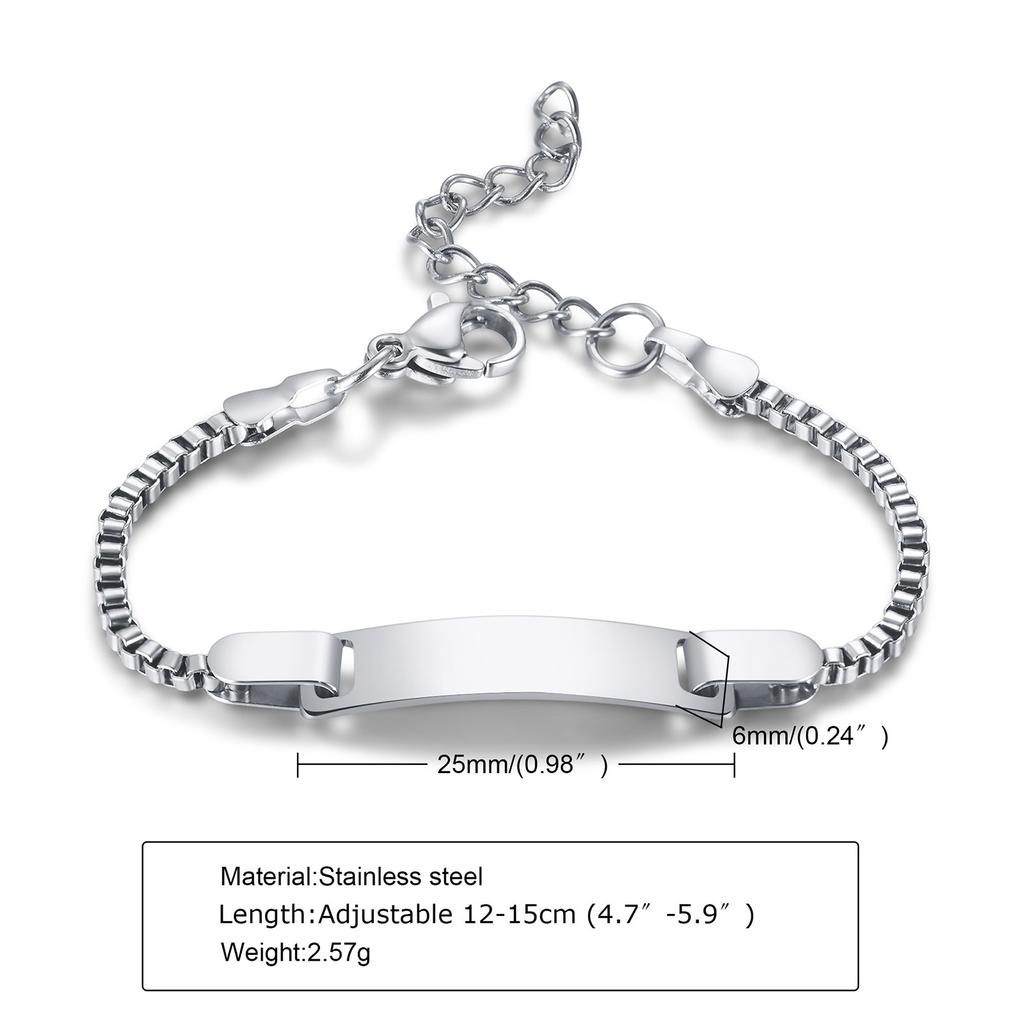 Engraved Custom Name ID Bracelet With Heart for Little Boy Girl, Stainless Steel Personalized Jewelry Birthday Gift