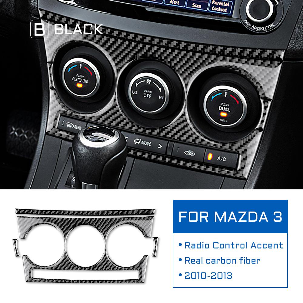 Real Carbon Fiber Car Radio Control Accent Sticker For Mazda 3 2010 2011 2012 2013 Interior Trim Auto Accessories Car Styling