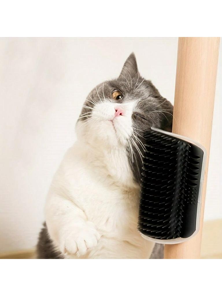 1pc Wall-Mounted Cat Self Groomer With Massage Comb Brush - Perfect For Kitten And Puppy Grooming And Relaxation