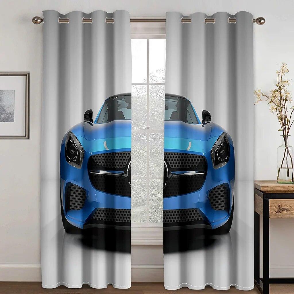 3D Print Lyx Modern Mekanisk Bil Fri Frakt 2 Styck Tunn Fönster Draper Gardin För Vardagsrum Sovrum Heminredning