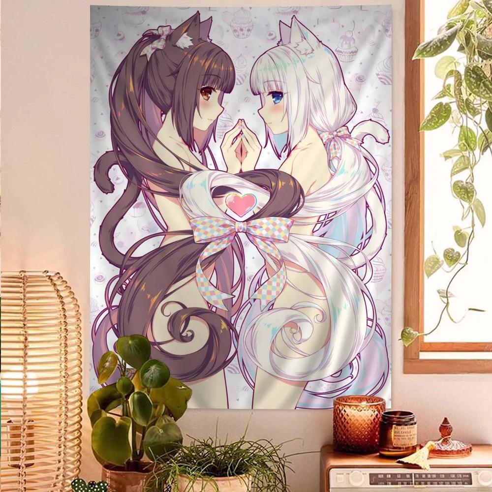 

Gothic Lolita Cat-Eared Girls Wall Art Cute Tapestry Wall Decor Tapestry For Pet Memorial Wedding Background Girl s Room Decor 29x37in