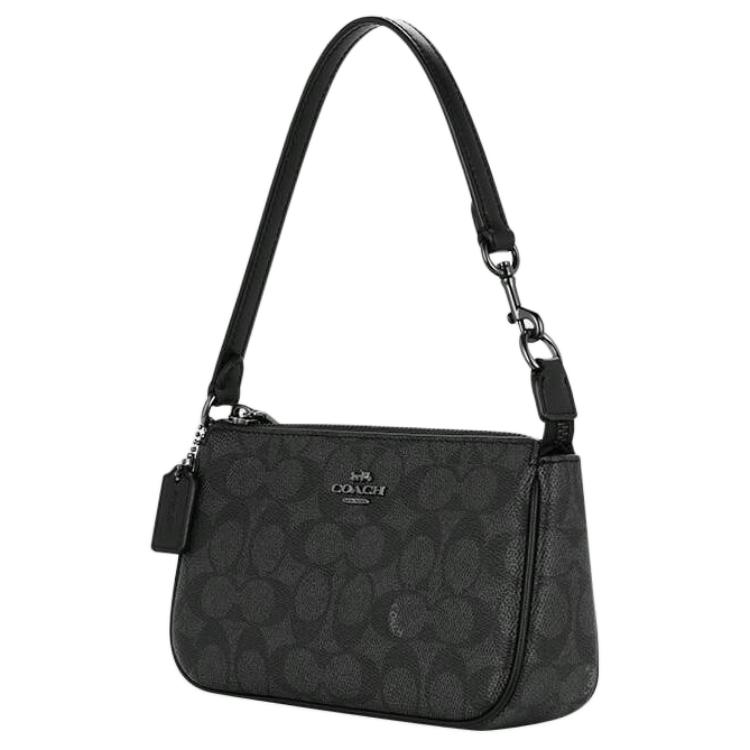 New COACH Nolita Polyvinyl Chloride Pochette, Shoulder Bag Trumpets Women's Dark Gray CW426-QBMI5