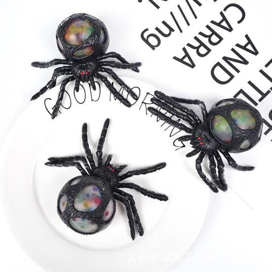 Spider Squeeze Toy Realistic Stress Relief Fidget Toy Soft TPR Toy with Colorful Beads Inside Prank Fun Halloween Gifts