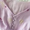 Summer Vintage Hollow Out Embroidered Midi Dress Women's V-neck Short Sleeve Elastic Waist Slim Long Dress