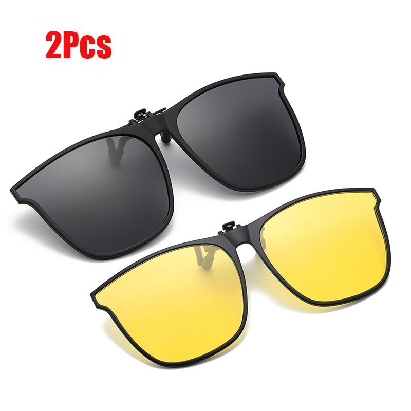 

2 шт. модные ультралегкие солнцезащитные очки TR Clip-on для водителей, очки ночного видения, унисекс, солнцезащитные очки для путешествий