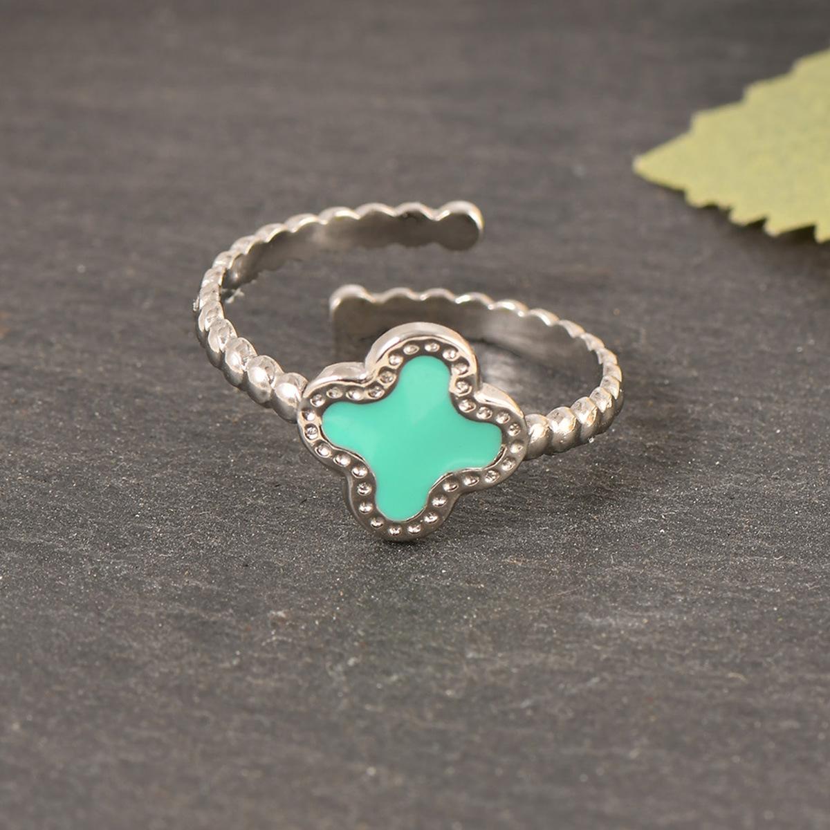 

Простое нестандартное кольцо с четырьмя листами клевера, модное регулируемое кольцо с отверстием для одной личности, модное женское кольцо One Size