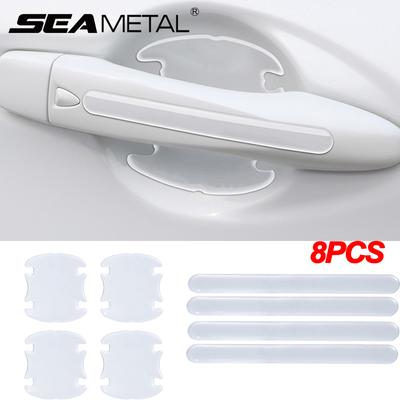 8PCS Car Door Handle Bowl Scratch Protective Stickers Transparent Car Handle Anti-collision Protection Strip