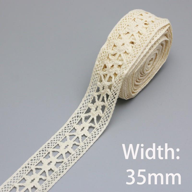 Baumwoll-Spitzenband Beige DIY Handgemacht Hochzeitsparty Basteln Geschenkverpackung Patchwork Gehäkelte Spitze (5 Meter/Lot)