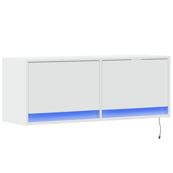 VidaXL Wall-Mounted TV Cabinet with LED Lights White 100x31x35 Cm, Wall-Mounted TV Unit, Floating TV Unit, TV Stand 852362
