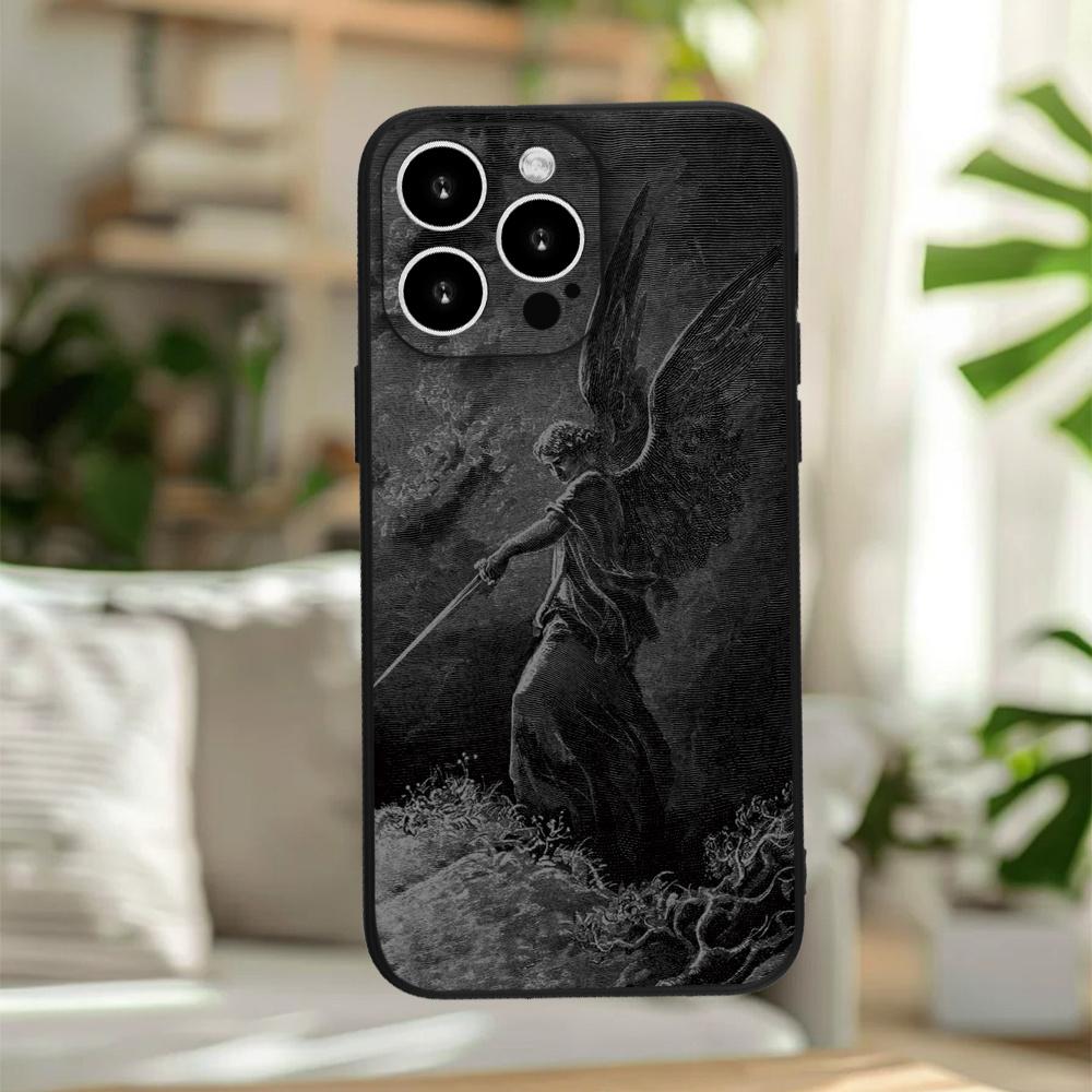 The Guardian Angel Phone Case In Simple Darkness Is Suitable for iPhone17 16 15 14 13 12 11Pro/Max/Plus Anti Drop and Shockproof