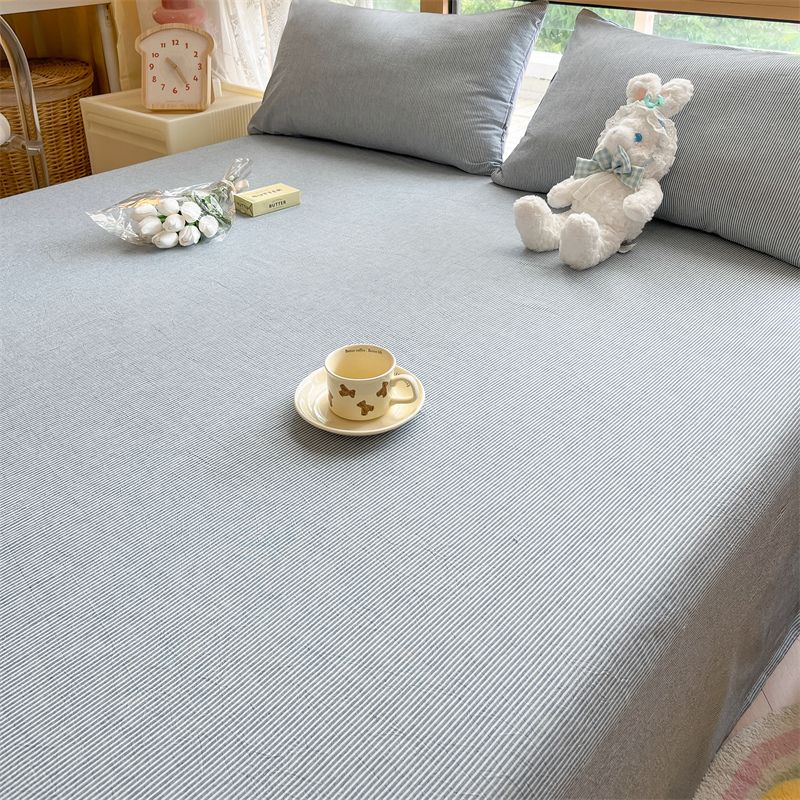 Ins Striped & Plaid Bed Sheet, Minimalist Bedding for Single Double Student Dorm and Home Use