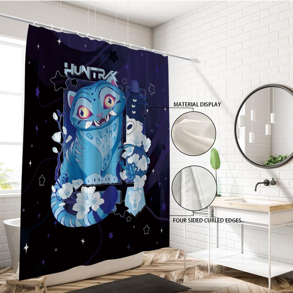 1pc K-Pop Demon Hunters Printed Waterproof Shower Curtain Multi Size Privacy Hanging Curtain with 12 Hooks Easy Installation
