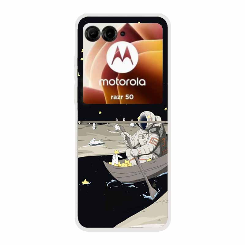 For Moto Razr 50 Case Clear Plastic Hard Painted Space Transparent Phone Covers for Motorola Razr 60 50 Coque Razr 2024 PC Cases