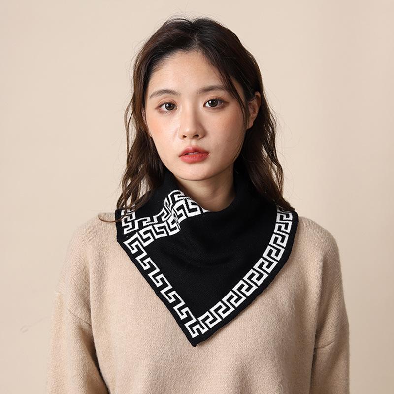 Autumn And Winter Unisex Knitted Scarf For Warmth And Neck Protection, Fake Collar For Convenient Head And Neck Covering, Lazy Scarf Triangle Scarf