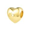 Gold Plated Sparking HeartFlower Charm Beads Pendant Fit Original Copper Bracelet Necklace Beads For Diy Jewelry Women Gift