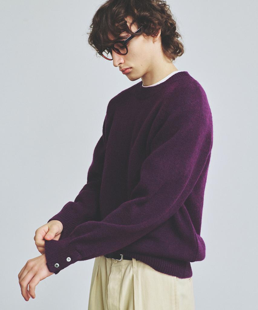 KNITTED Shaggy Dog 100% Wool Round Knit Purple