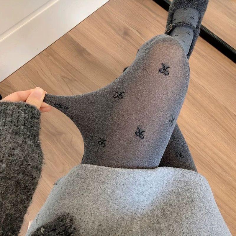 1 Pair Of Women'S Polka Dot Slimming Gray Leggings Suitable For Daily Wear, Pantyhose