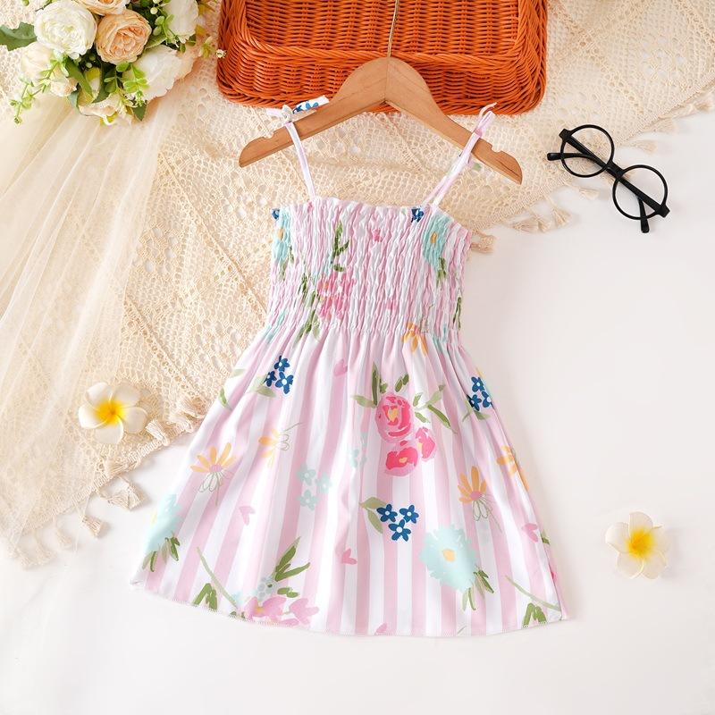Baby Girl'S Summer Dress Toddler Fashion Dress Thin Stylish Dress For Girls Children'S Floral Dress