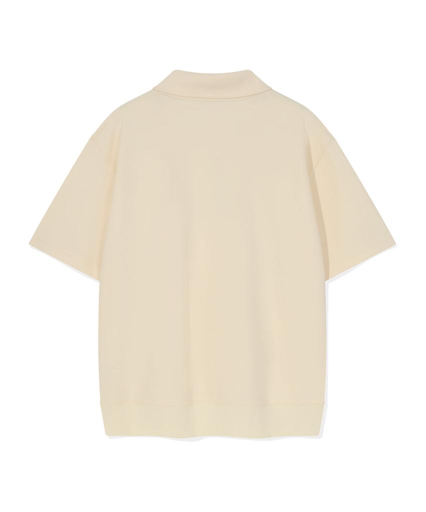 WACKY WILLY Sweat Collar Short Sleeve T-Shirt Cream