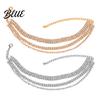 Beach Anklet Women Anklet Sparkling Three-Layer Rhinestone Durable Alloy Adjustable