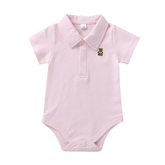 Romper z kołnierzykiem Oddychający bawełniany kombinezon dla noworodka z krótkim rękawem dla chłopca i dziecka