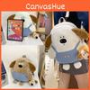 Plush Cuter Puppy Backpack With Comes With The Same Pendant For Kindergarten