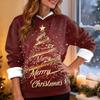Women's Fashion Casual Long Sleeve Christmas Printed Hooded Sweatshirt