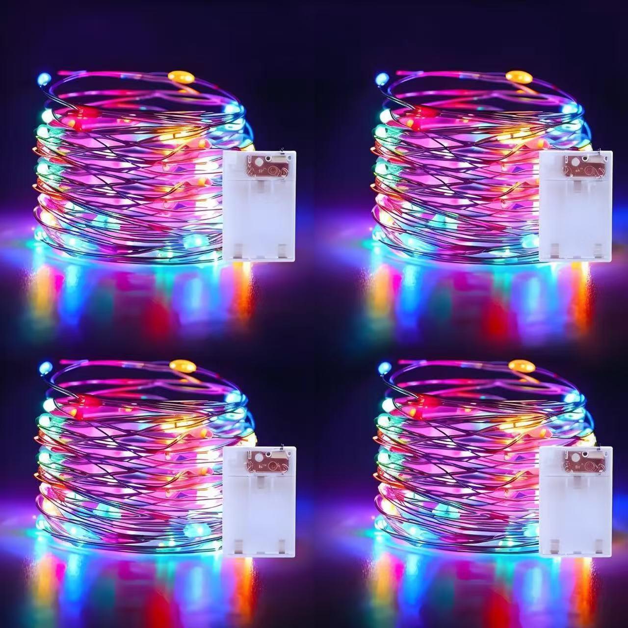 

LED Solar Copper Wire String Lights - 8 Functions for Christmas, Holiday, Party, and Outdoor Decor 5m 50 LEDs [Steady+Flash]