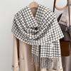 Plaid scarf women's winter small fragrance to keep warm autumn and winter thickened scarf new student retro Korean shawl