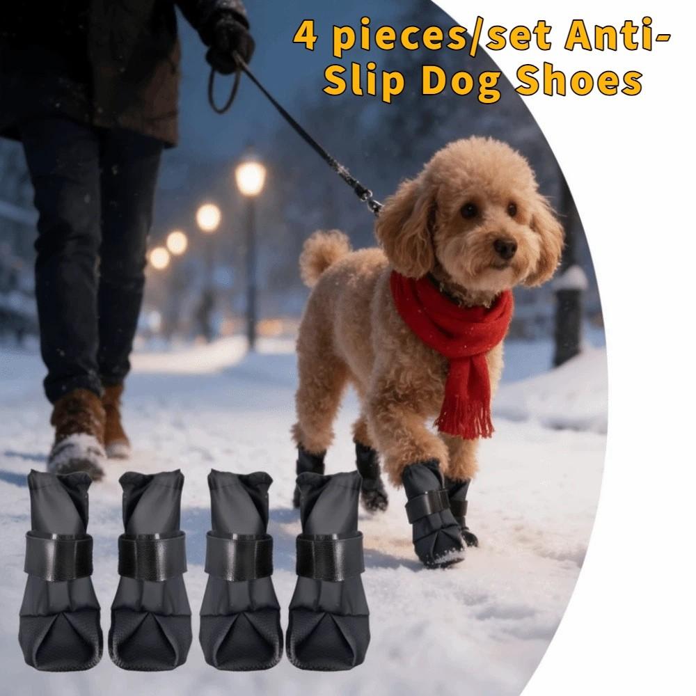 4PCS/SET Wear-Resistant Anti-Slip Dog Shoes Adjustable Pet Rain Boots Dog Foot Cover  Hiking