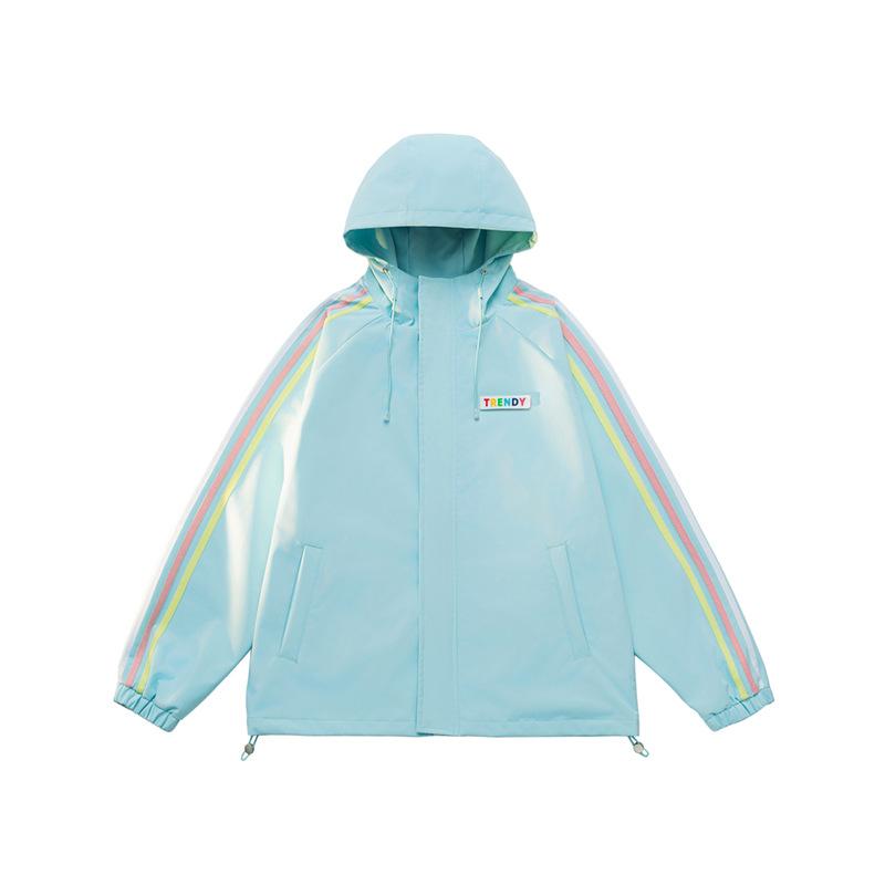 Jackets for Men and Women In Spring and Autumn Dopamine Couple Striped Waterproof Jacket for Men