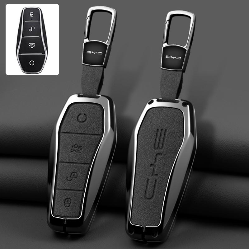 New Alloy Style Sheepskin Car Key Case Cover For BYD Song Pro Plus Max Dmi EV Seal Dolphin Remote Control Key Auto Accessories