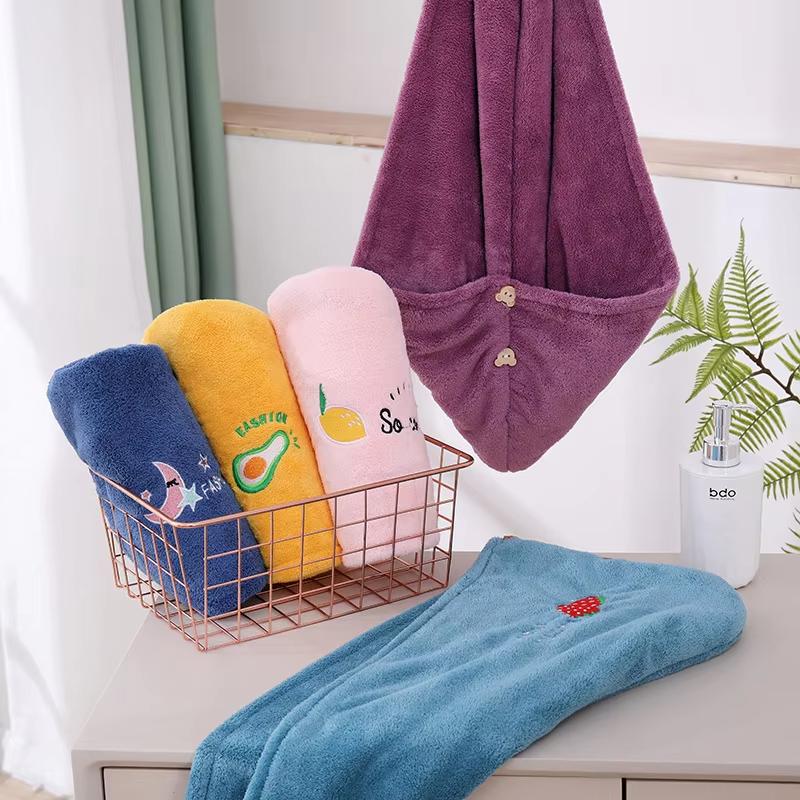 Quick-Dry Hair Hat Super Absorbent Soft Towels Coral Fleece Shower Cap Bathroom Women Head Towels Girls Cute Dry Hair Bonnets