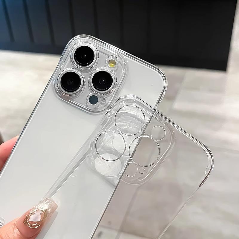 Applicable To Apple 15 Mobile Phone Case Ultra-thin 13 Transparent 14 Frameless Iphone16ProMax Protective Case PC Hard Case