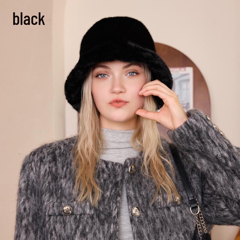 Women's Plush Faux Fur Fisherman Hat - Warm, Stylish, and Versatile for Autumn & Winter
