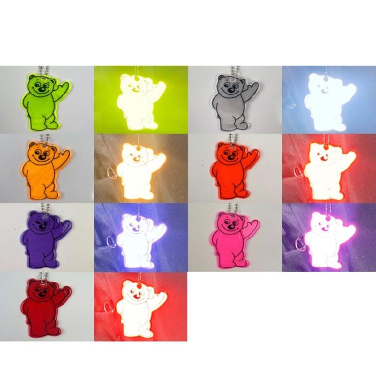 Cute Bear Shape Reflective Keychain Bag Pendant Student Bag Safety Reflector