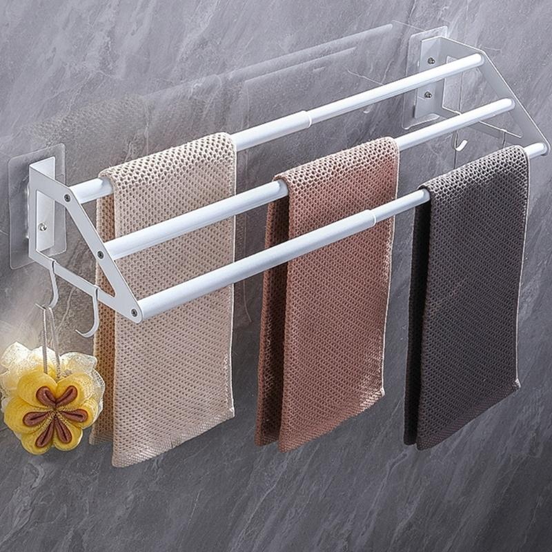 Upgrades Stainless Steel Towel Hold with Extendable 3 Rod Modern Towel Organize Suitable for Bathroom & Kitchen Use