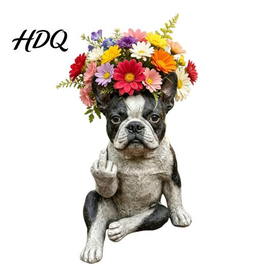 Creative Garden Accessories Funny Bulldog Planter Pot Cute Middle Finger Dog Planter