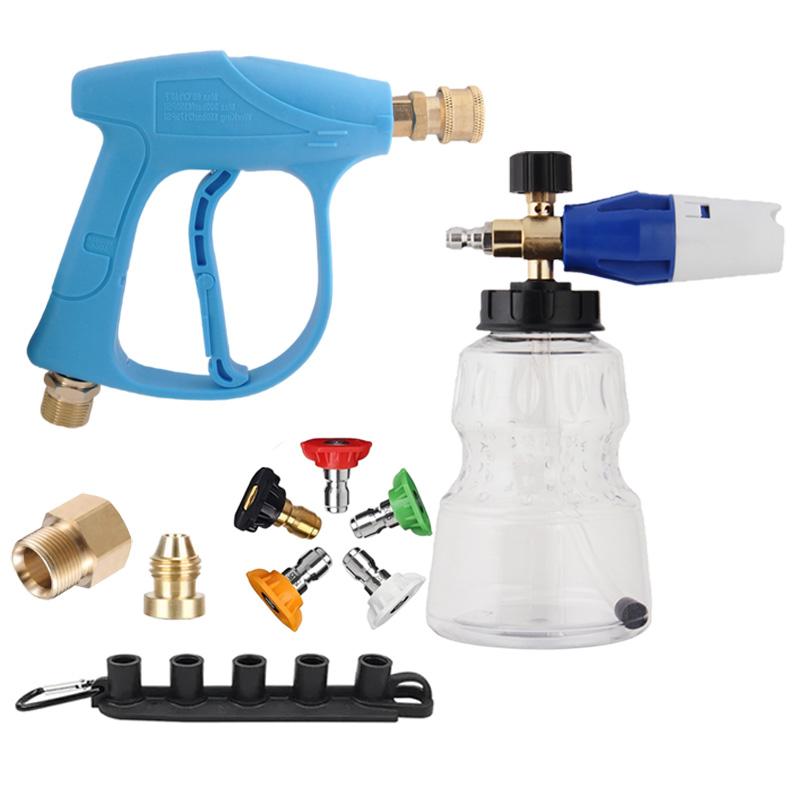 

High Pressure Gun Foam Cannon Kit M22-14/15mm Hose Fitting, 1/4 Quick Connect Nozzles Car Cleaning Tool