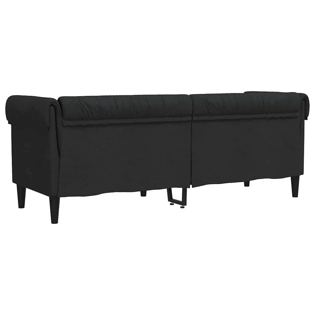 Vidaxl Sofa Chesterfield, Trzyosobowa, Czarna, Obita Tkaniną
