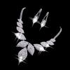 Women Fashion Charm Leaf Necklace Earrings Jewelry Set for Wedding Party