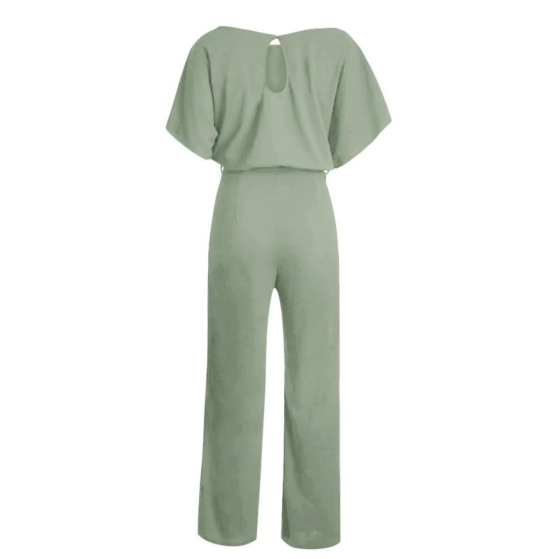 Elegantní kombinéza Dámské Jednobarevné Krátký rukáv Šněrování Zeštíhlující pas Dojíždění kalhotky Módní Batwing Sleeve