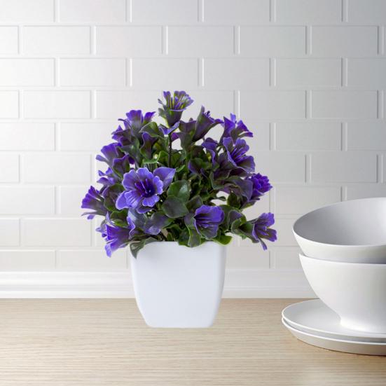 Fake Potted Plant No-fade Artificial Lilac Bonsai Realistic Colorful Simulated Green Plant for Home Decoration